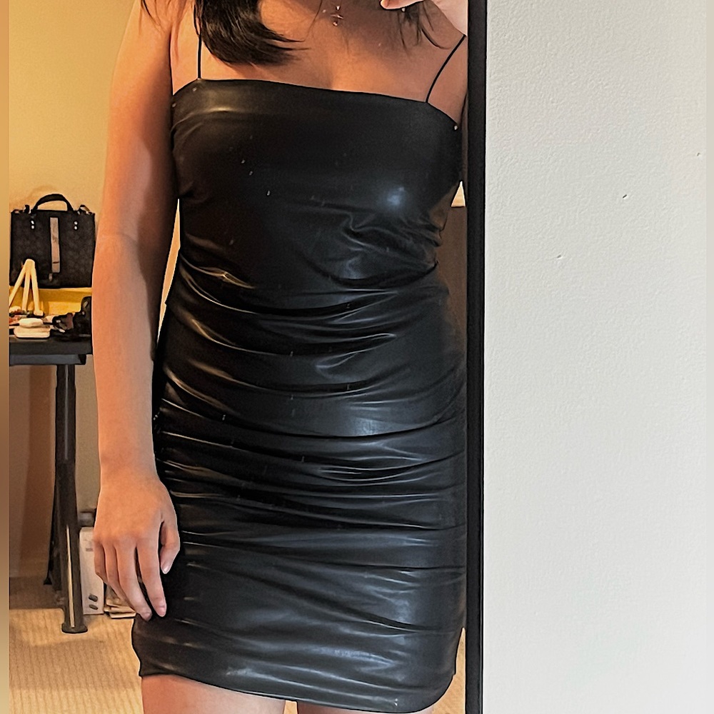 Forever 21 Ruched Faux Leather Mini Dress